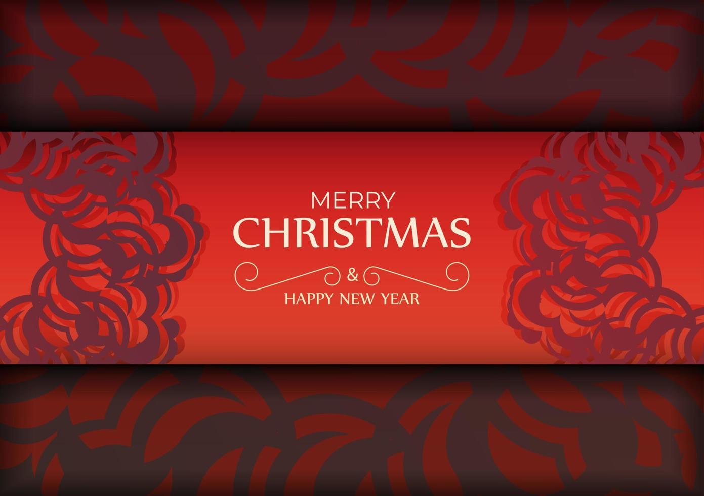 rood kleur vrolijk Kerstmis en gelukkig nieuw jaar folder met abstract bordeaux patroon vector