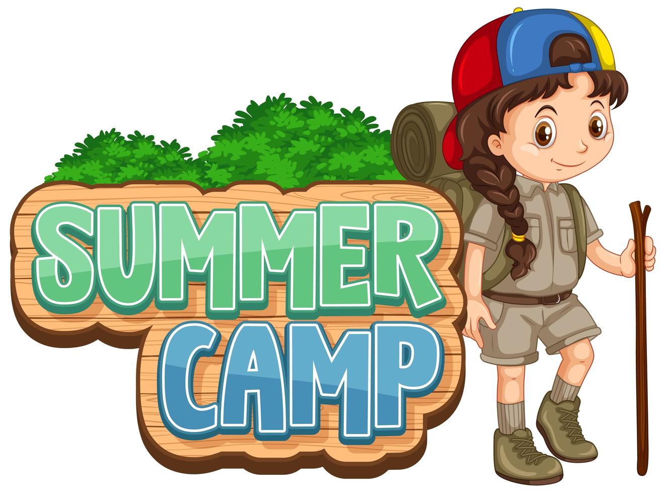lettertype ontwerp voor zomerkamp met schattige jongen vector