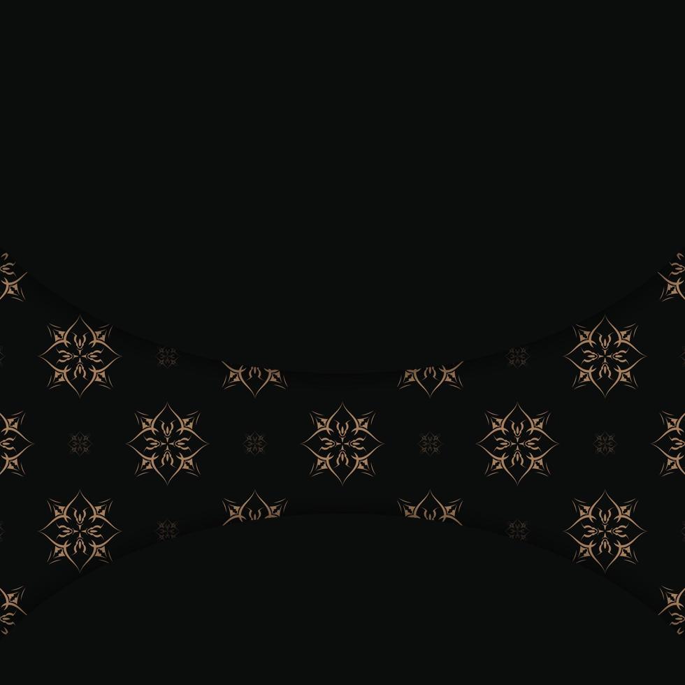 felicitatie- brochure in zwart kleur met een mandala in bruin ornament bereid voor typografie. vector