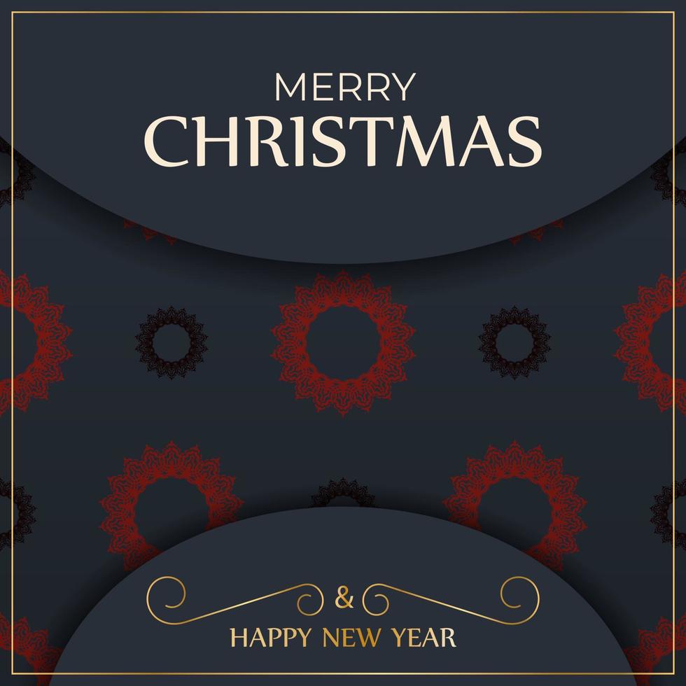 vrolijk Kerstmis sjabloon voor afdrukbare ontwerp groet kaart in grijs kleur met winter patronen. Koken poster gelukkig nieuw jaar en rood ornament. vector