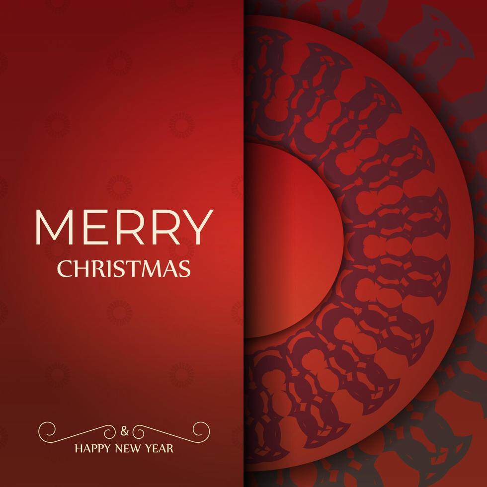 vrolijk Kerstmis rood kleur groet brochure sjabloon met abstract bordeaux patroon vector