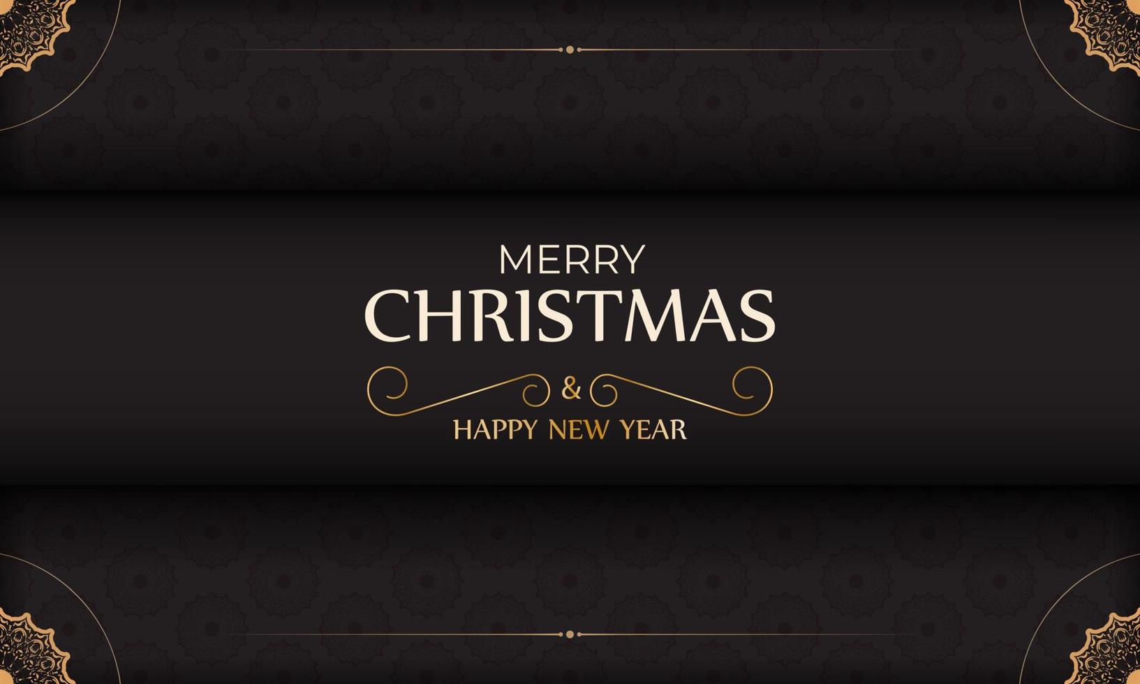 zwart vrolijk Kerstmis en gelukkig nieuw jaar poster met winter ornament. vector