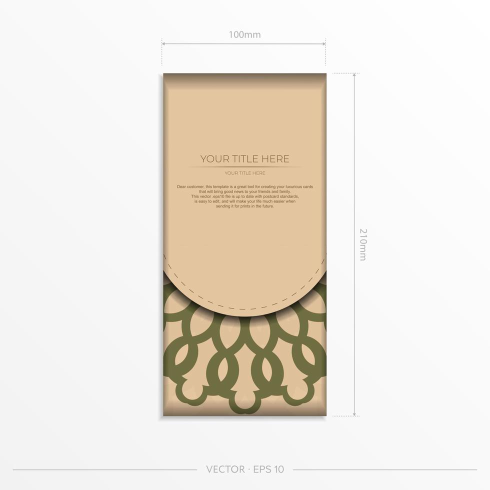 vector beige kleur groet kaart ontwerp met mandala patronen. uitnodiging kaart ontwerp met ruimte voor uw tekst en abstract ornament.