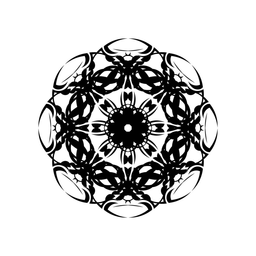 ronde mandala. zwart-wit oosters patroon. etnisch motief. kleuren. tattoo sjabloon, henna sieraad. psychedelische vector. vector