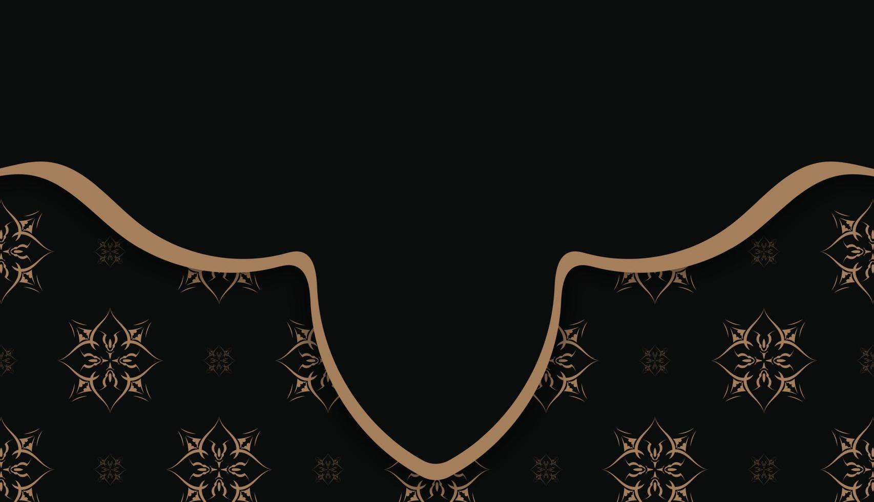 zwart kleur banier sjabloon met mandala bruin ornament en plaats voor logo of tekst vector
