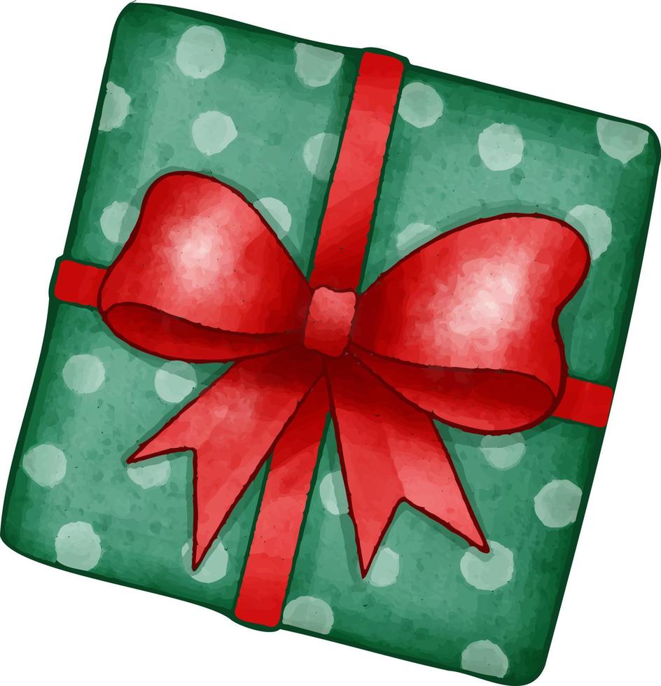 groen geschenk doos met rood boog. vector