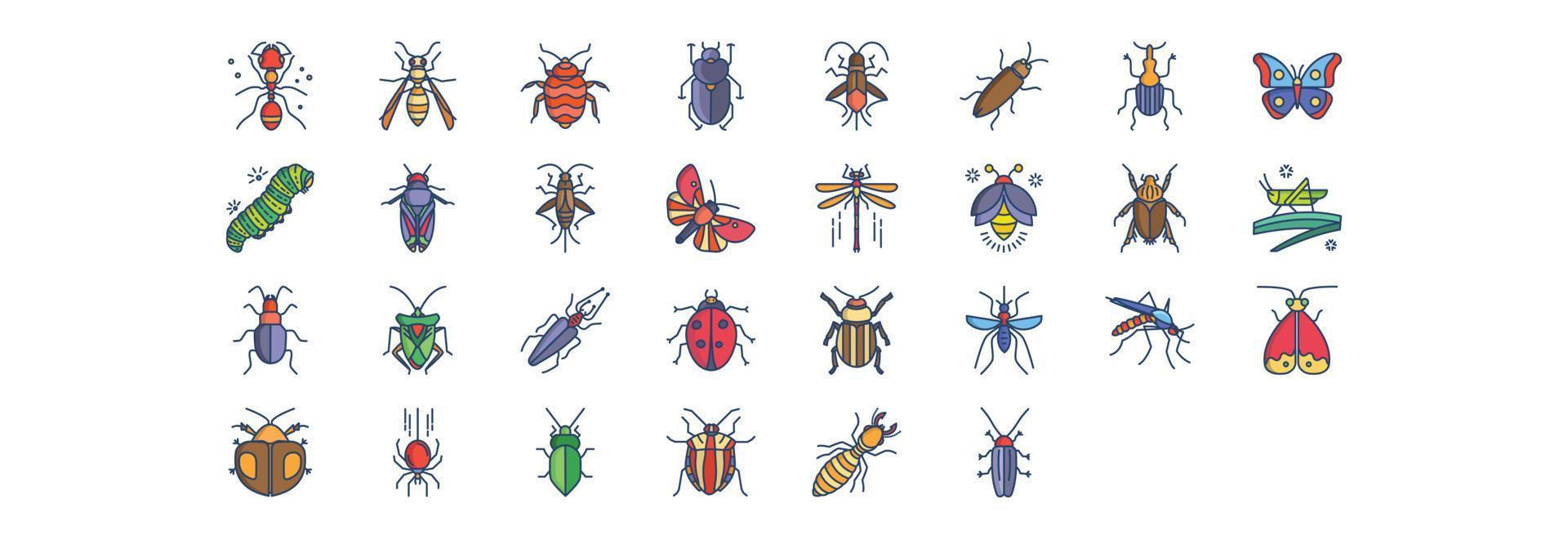 verzameling van pictogrammen verwant naar bugs en insecten, inclusief pictogrammen Leuk vinden mier, kever, boxelder en meer. vector illustraties, pixel perfect reeks
