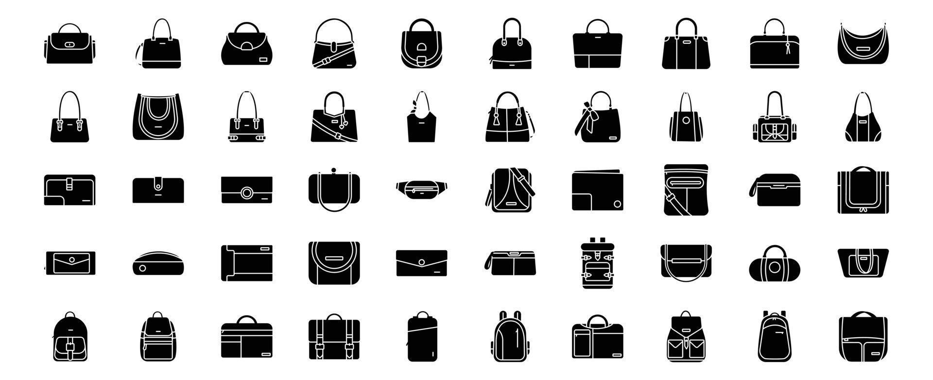 verzameling van pictogrammen verwant naar Tassen en tas, inclusief pictogrammen Leuk vinden tas, handtas en meer. vector illustraties, pixel perfect reeks