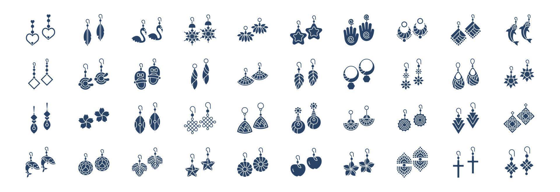 verzameling van pictogrammen verwant naar oorbellen, inclusief pictogrammen Leuk vinden sieraden, geschenk en meer. vector illustraties, pixel perfect reeks