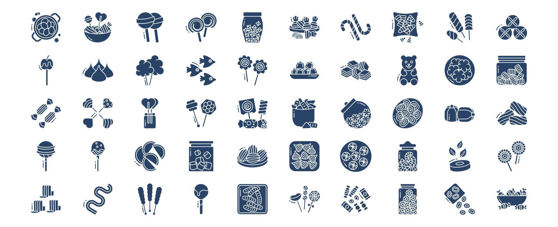 verzameling van pictogrammen verwant naar snoepjes en snoepgoed, inclusief pictogrammen Leuk vinden bal lolly, snoep en meer. vector illustraties, pixel perfect reeks