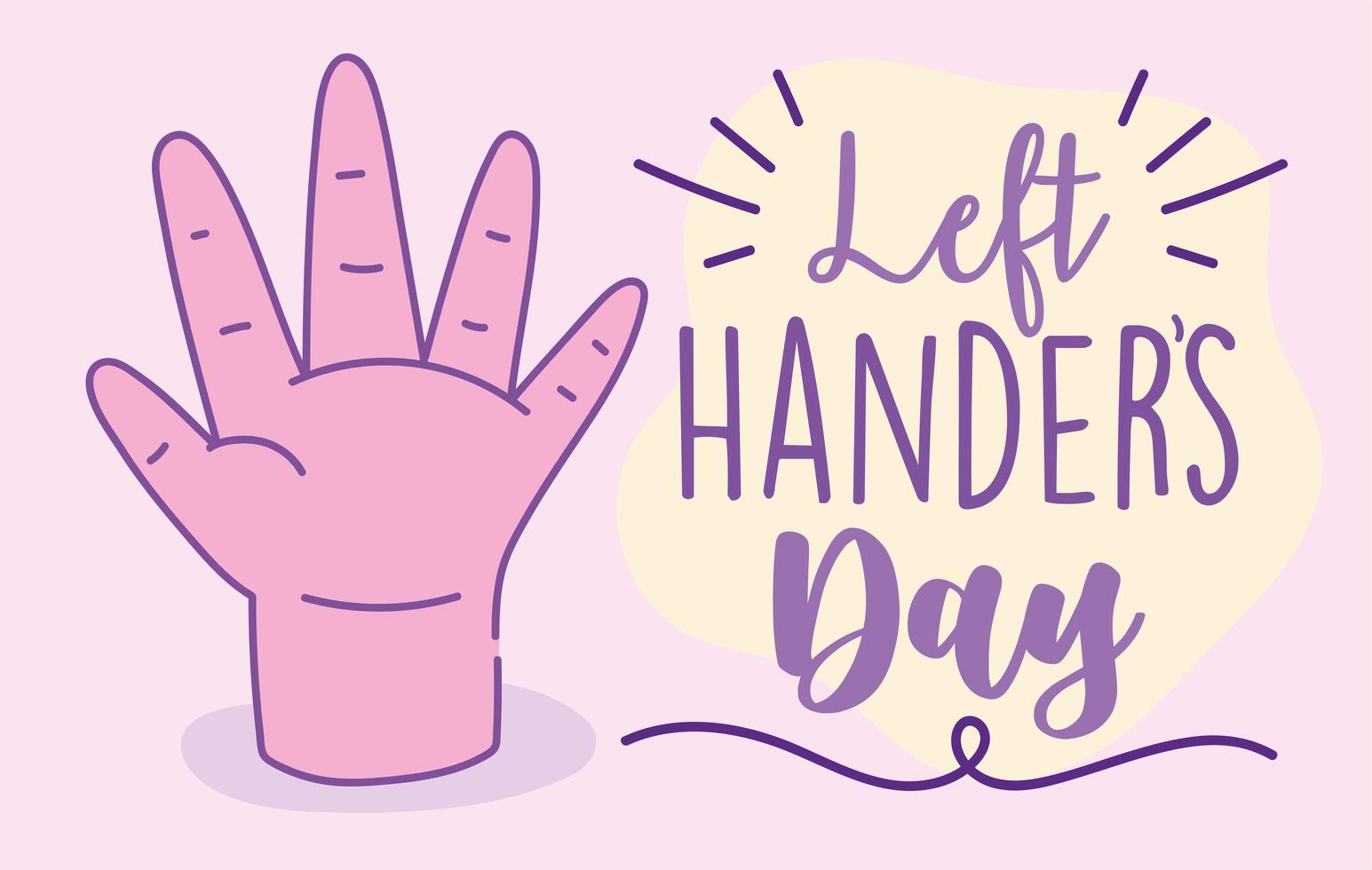 linkshandigen dag poster met roze hand vector