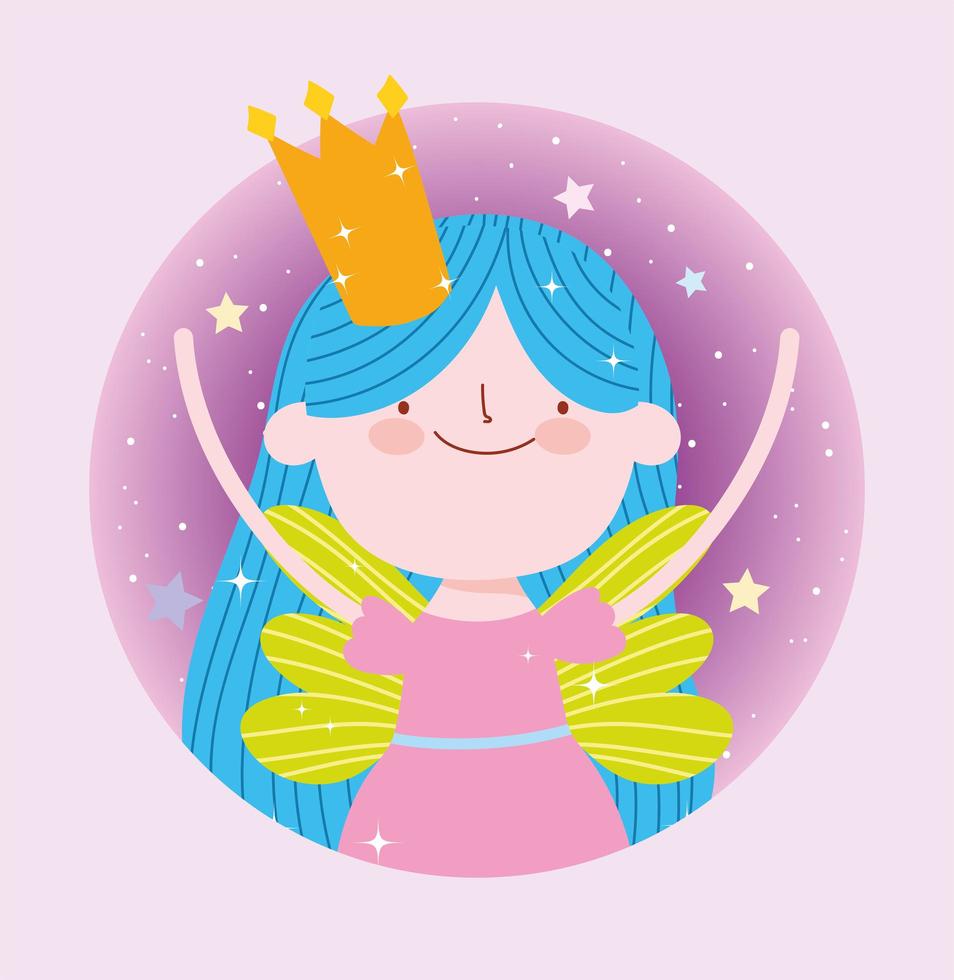 fee prinses met kroon fantasie ontwerp vector