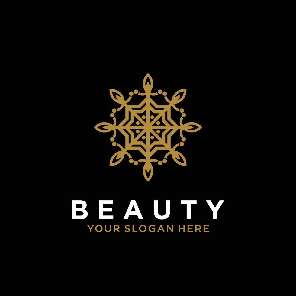 luxe mandala lijn ontwerp kunst schoonheid goud bloem abstract vector logo