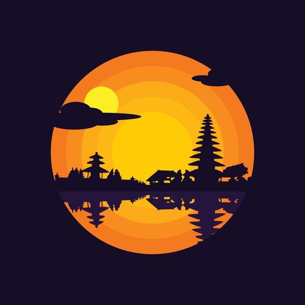 vector illustratie van Bali Indonesië landschap