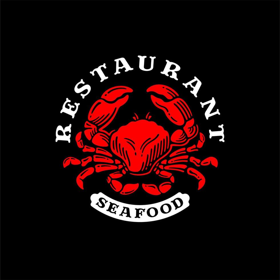 rood krab restaurant logo. zeevruchten restaurant embleem. vector illustratie.