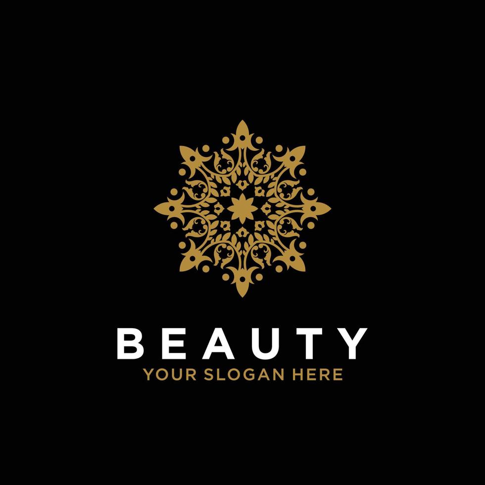 luxe mandala lijn ontwerp kunst schoonheid goud bloem abstract vector logo