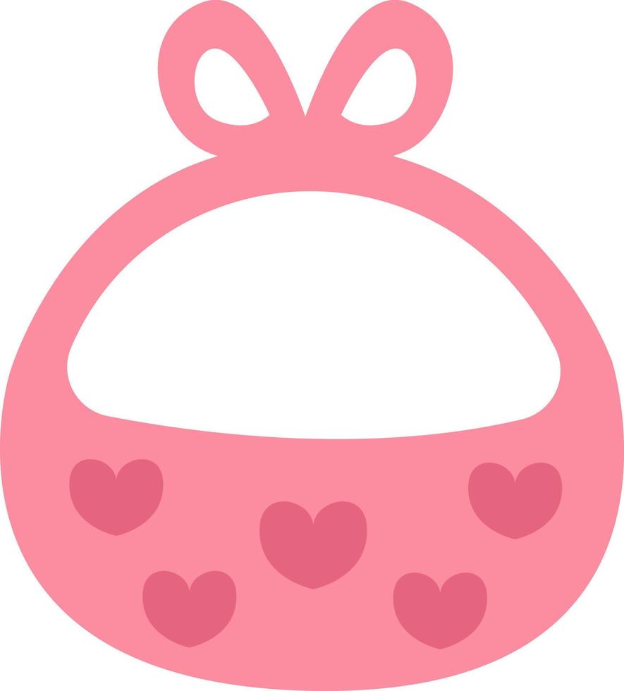 roze baby slabbetje met harten, illustratie, vector, Aan een wit achtergrond. vector