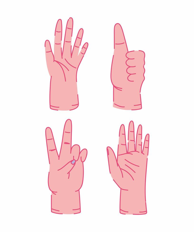 rode mensenhanden verschillende gebaar geïsoleerde pictogrammen vector