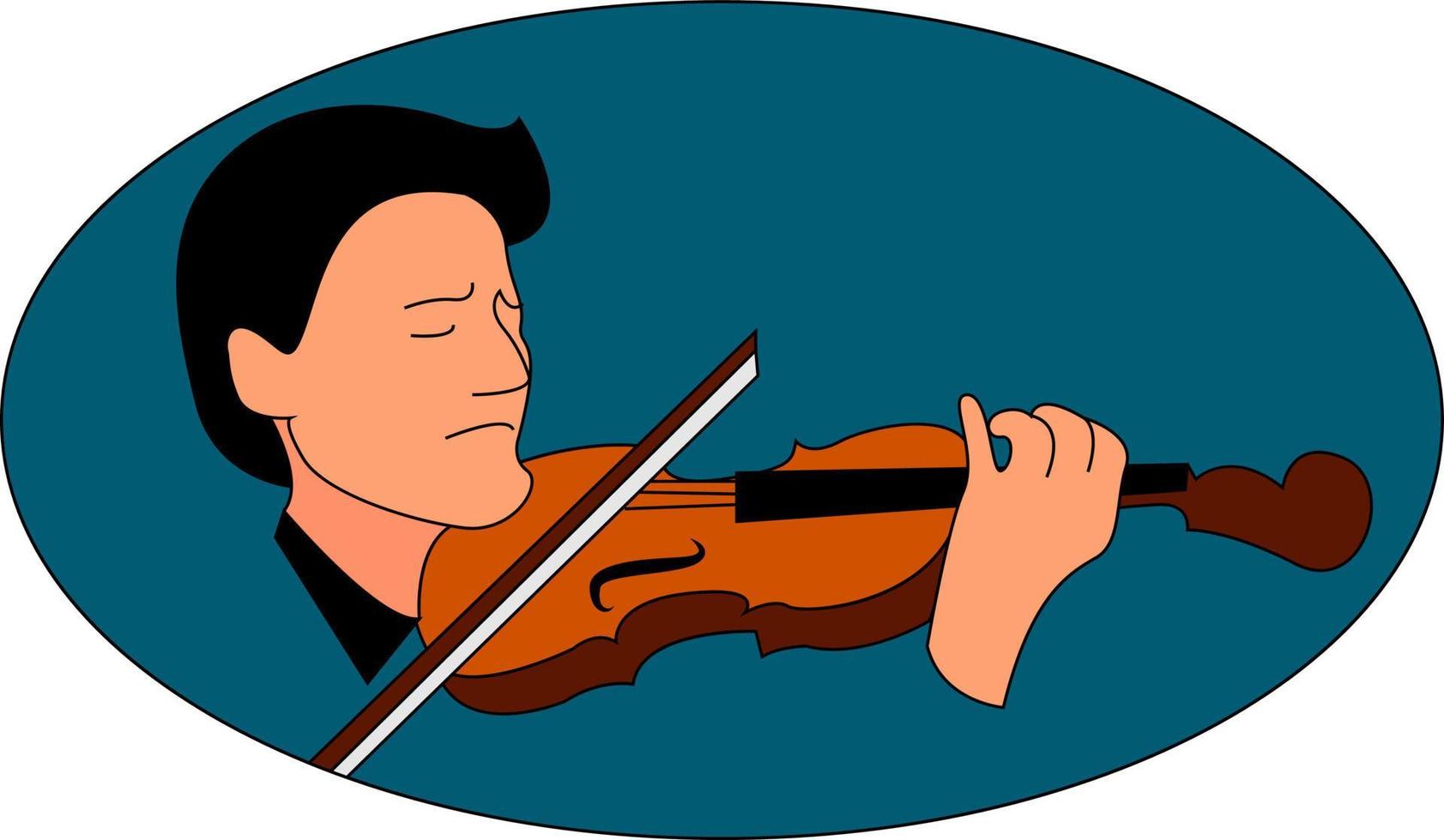Mens spelen viool, illustratie, vector Aan wit achtergrond.