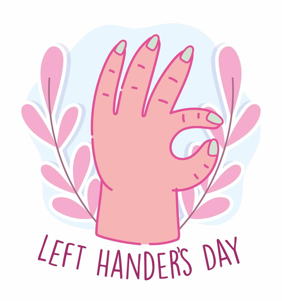 linkshandigen dag, hand met goedkeuring symbool vector