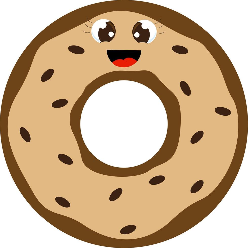 schattig donut met ogen, illustratie, vector Aan wit achtergrond.