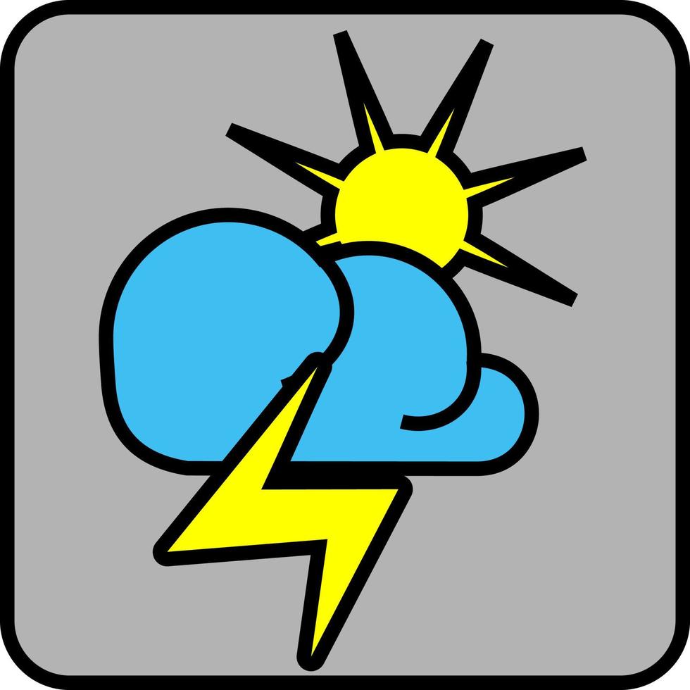 zonnig met onweer, illustratie, vector Aan een wit achtergrond.