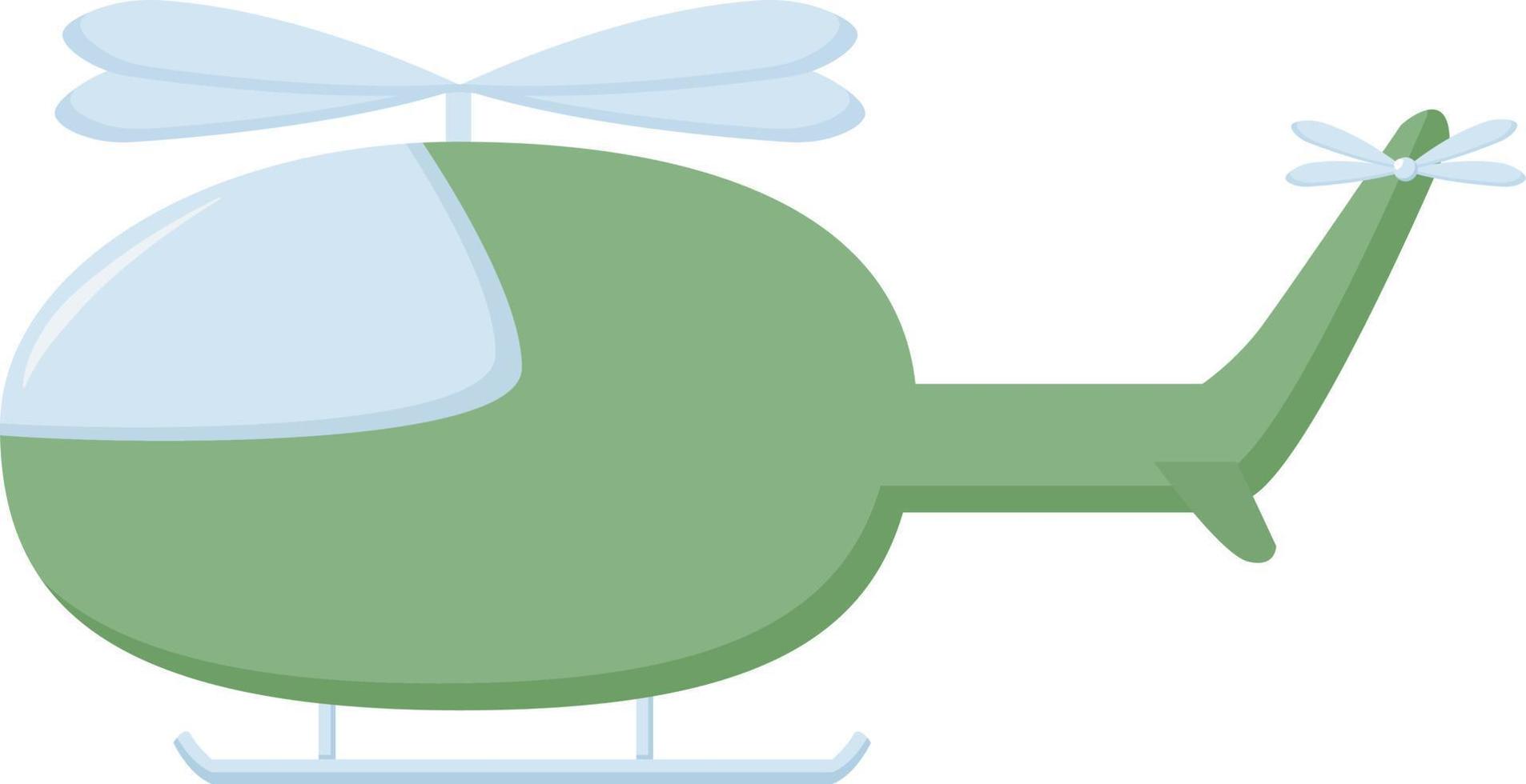 groen helikopter, illustratie, vector Aan wit achtergrond.