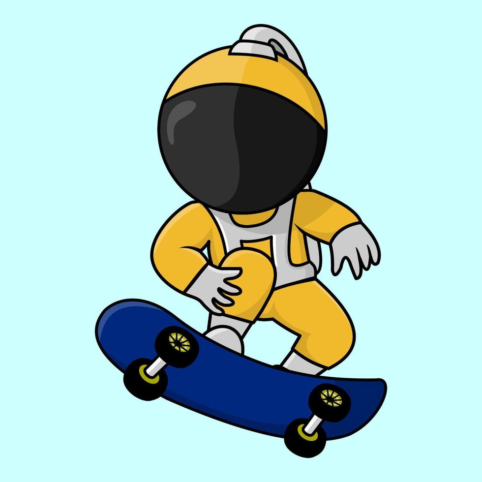 schattige personages, astronauten die skateboards spelen, geschikt voor flayer, banner, sociale media en andere behoeften vector