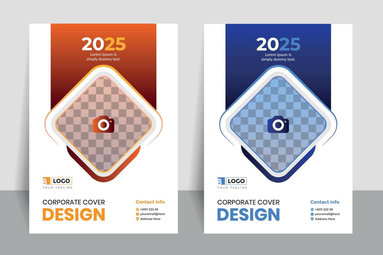 jaar- verslag doen van Hoes sjabloon, zakelijke brochure, boekje, folder, 2023, 2024, 2025, tijdschrift, gemakkelijk en modern ontwerp met twee kleur set. vector