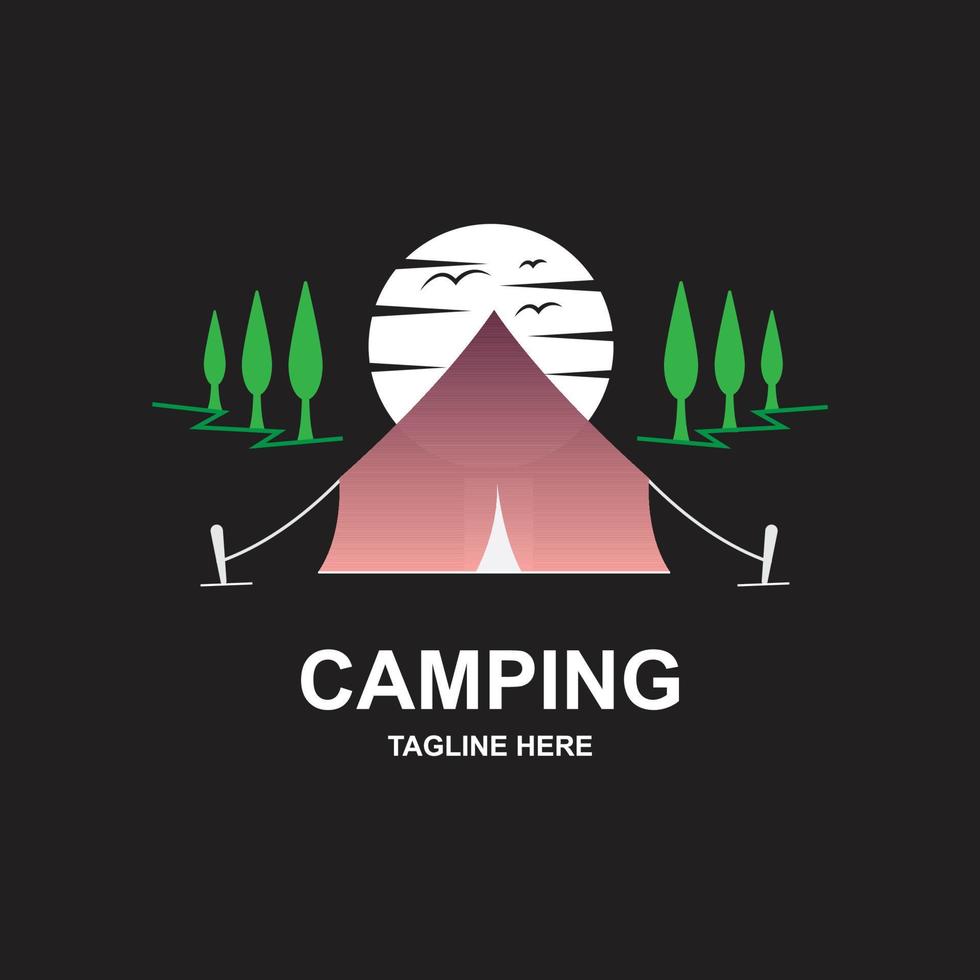 camping Bij nacht logo ontwerp sjabloon. vector