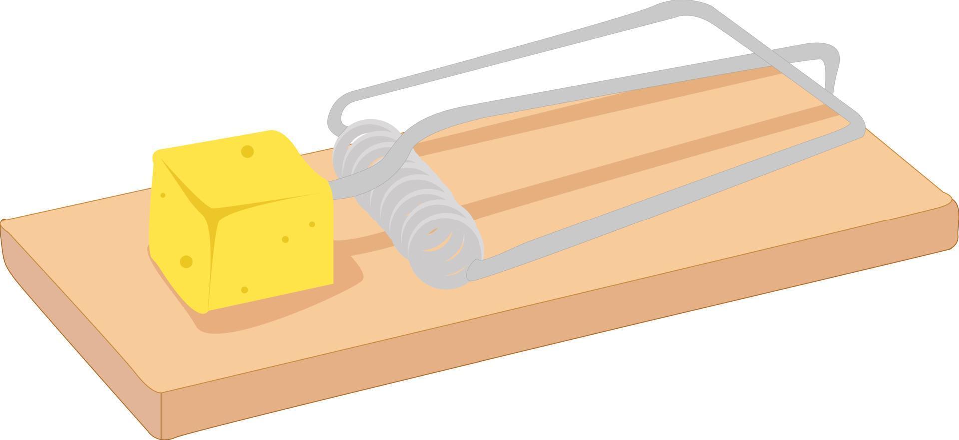 kaas in de muis val, illustratie, vector Aan wit achtergrond