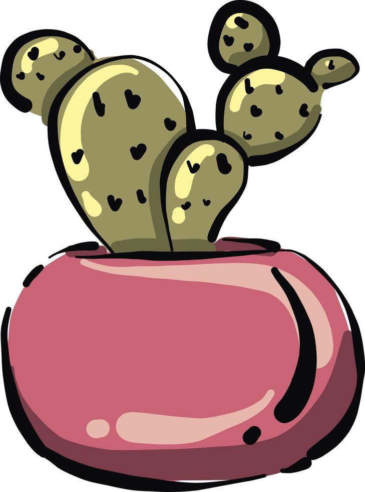 cactus in een roze pot, illustratie, vector Aan wit achtergrond.