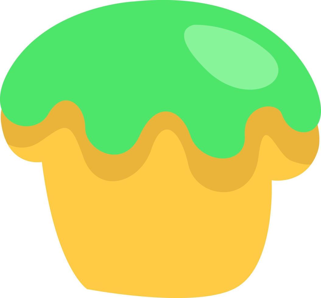 groen muffin, illustratie, vector Aan een wit achtergrond.