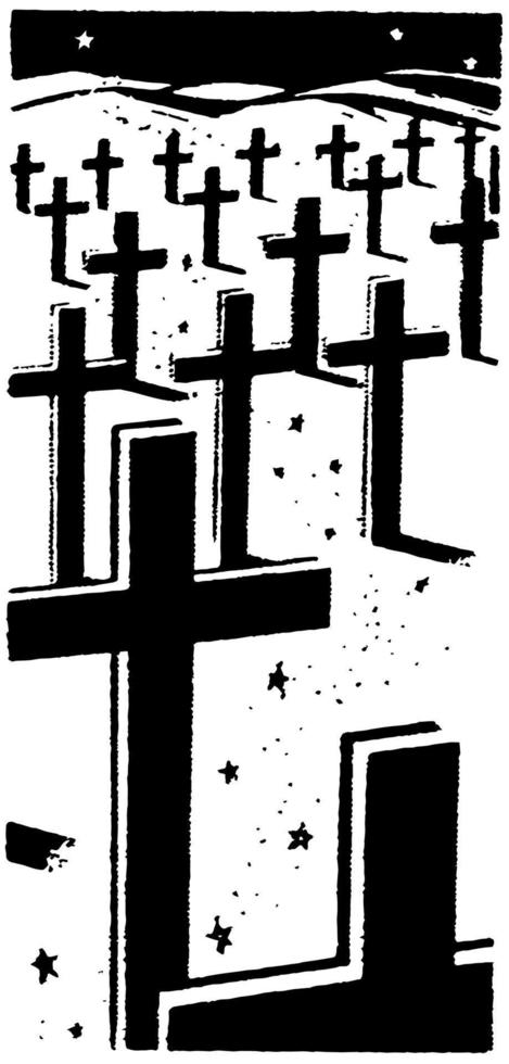 kruis grafstenen in begraafplaats wijnoogst illustratie. vector