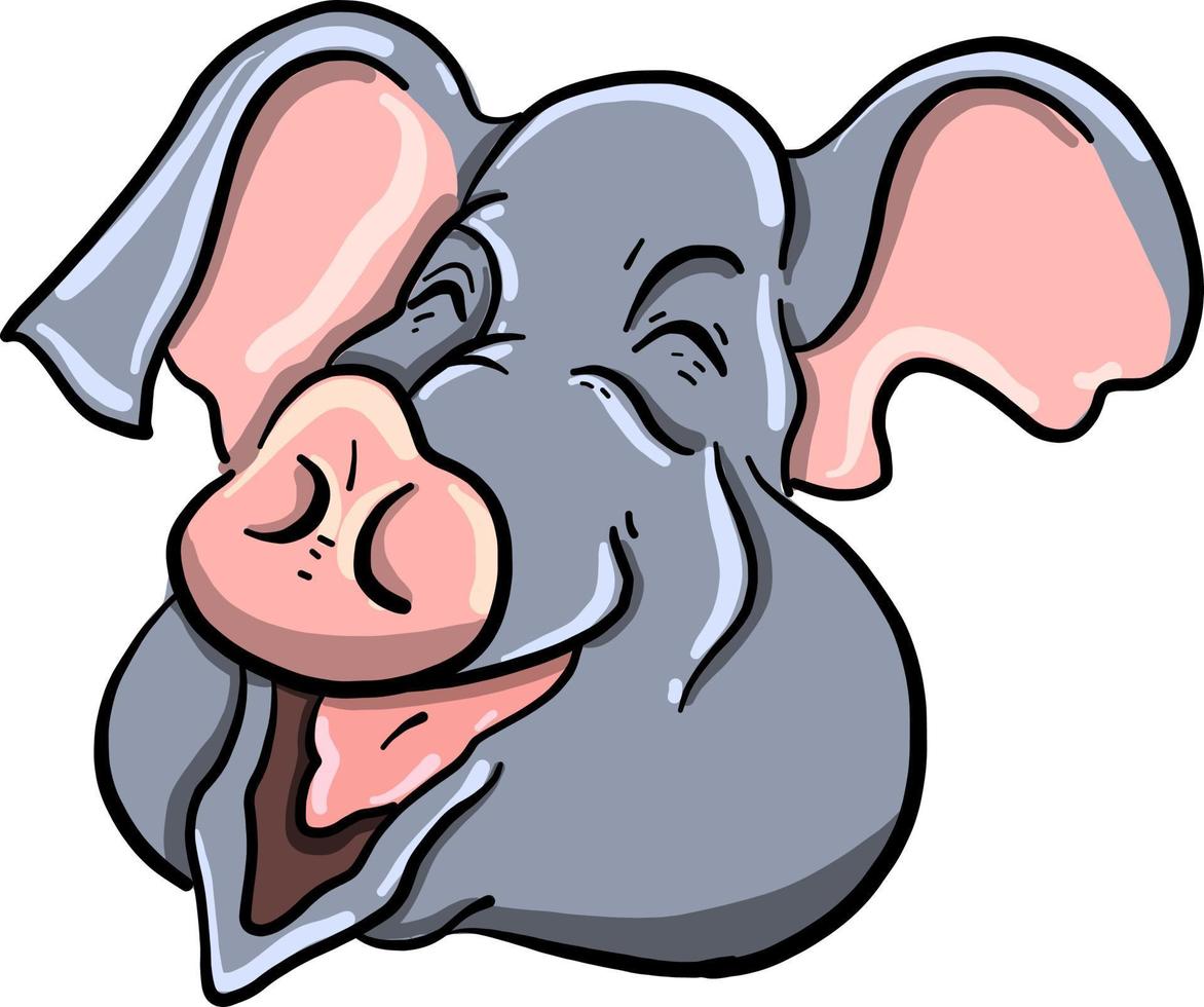 olifant lachend, illustratie, vector Aan wit achtergrond