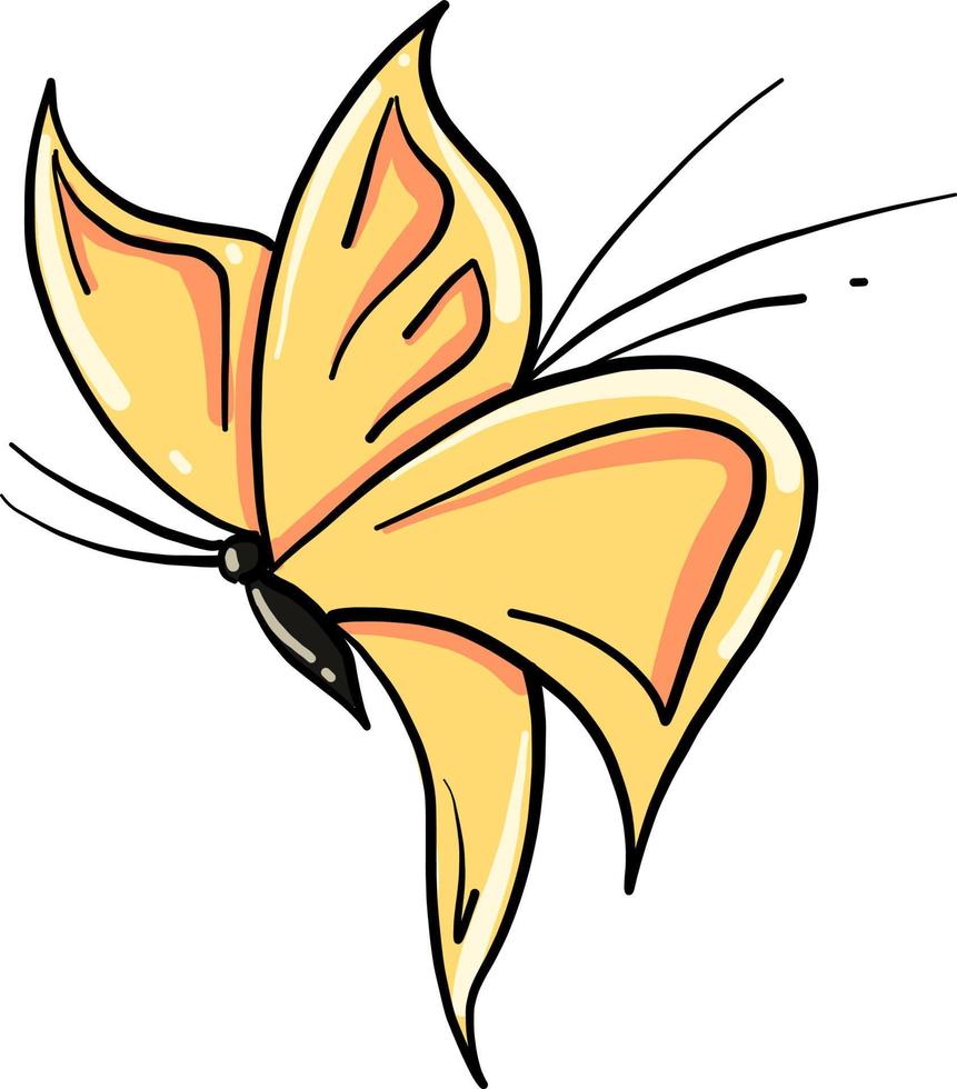 geel vlinder, illustratie, vector Aan wit achtergrond