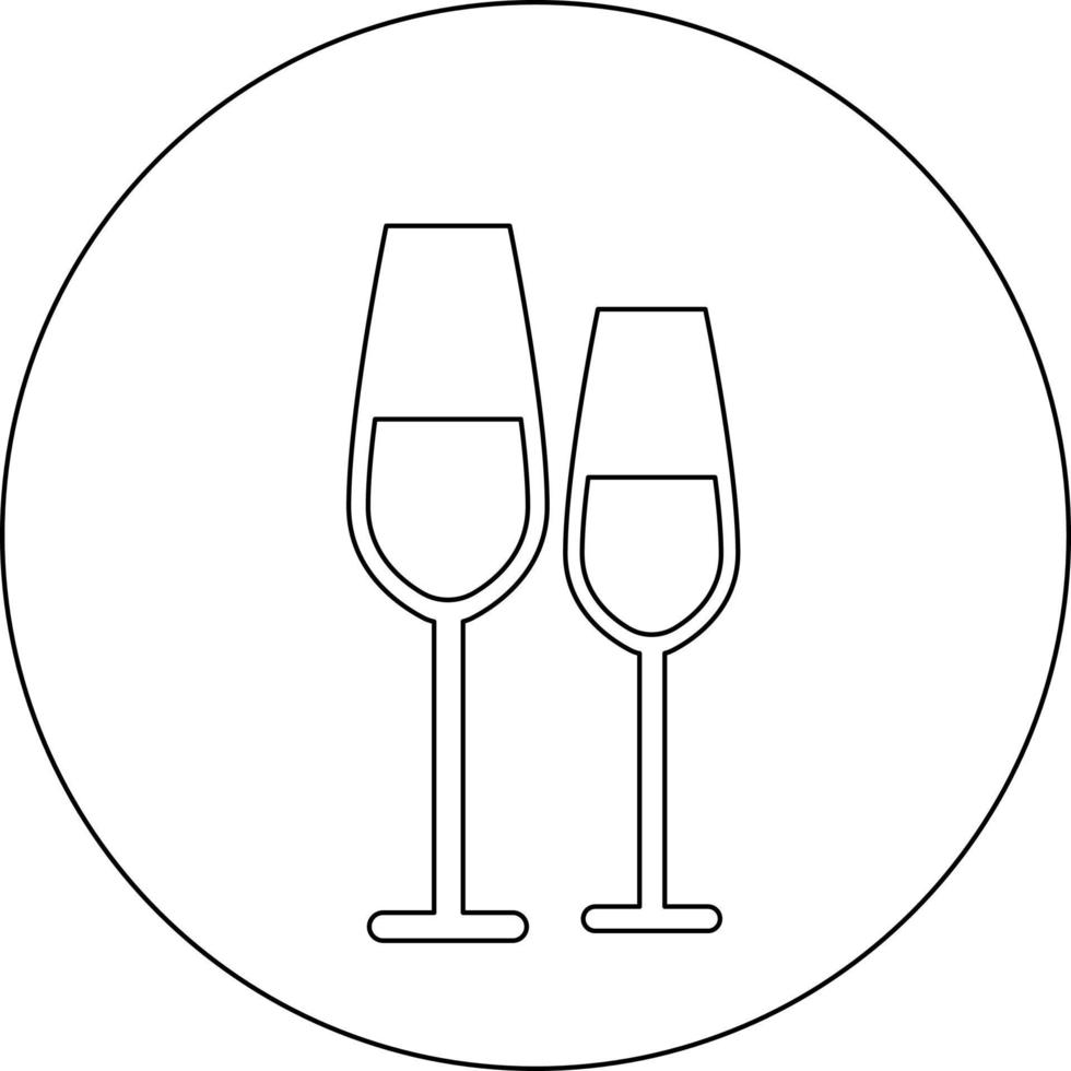 twee wijn bril, illustratie, vector Aan wit achtergrond.