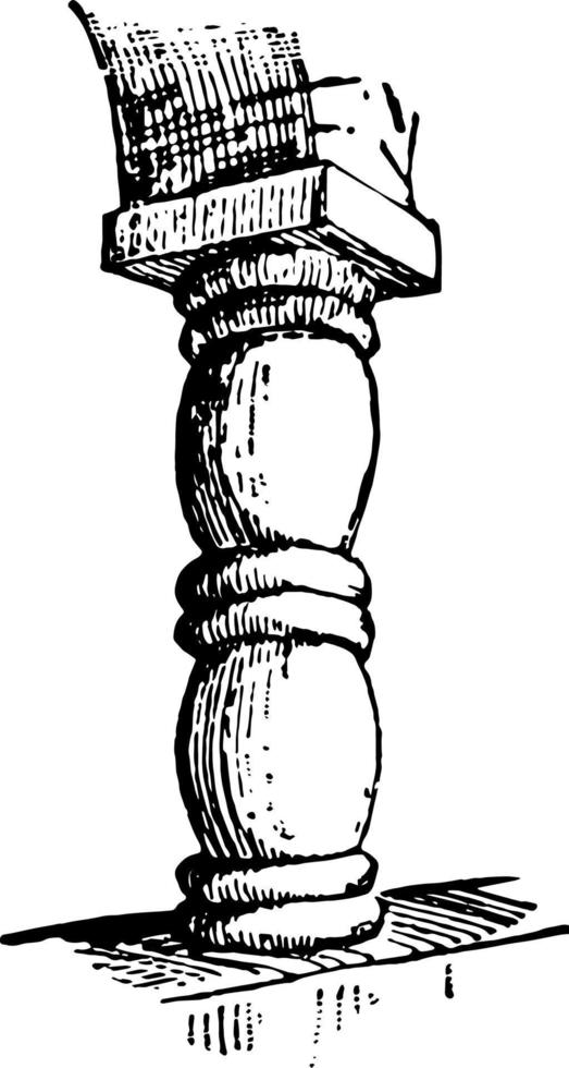 baluster schacht zwelling wijnoogst gravure. vector