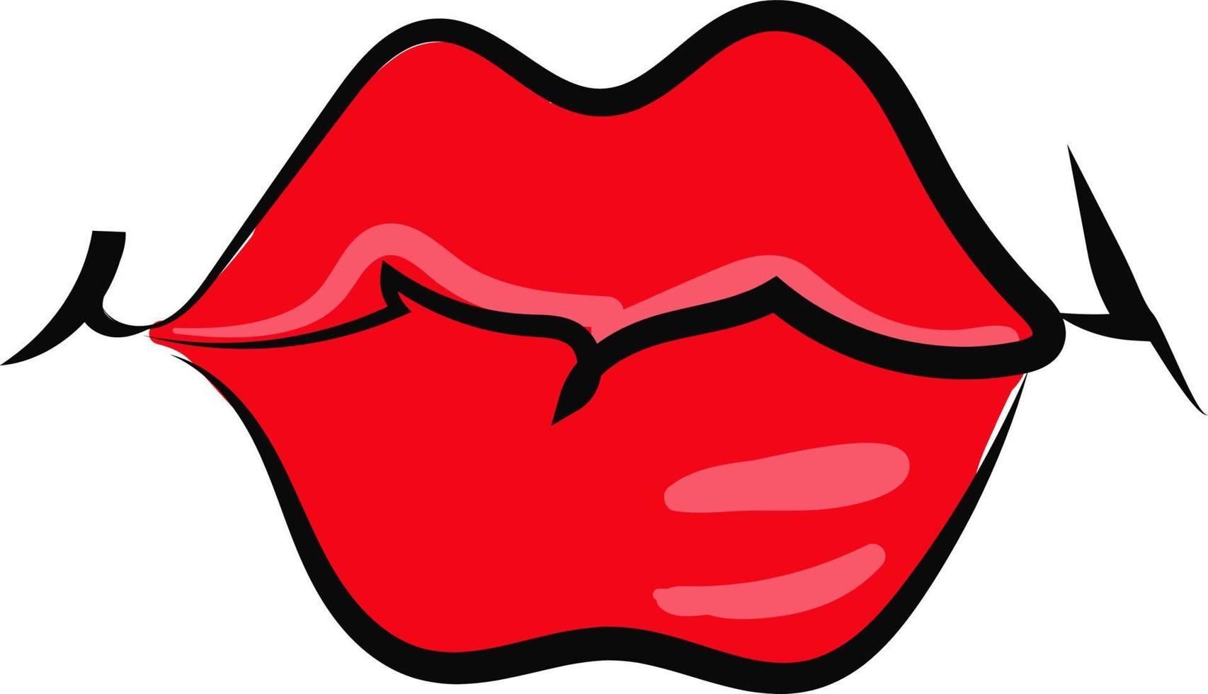 rood lippen, illustratie, vector Aan wit achtergrond