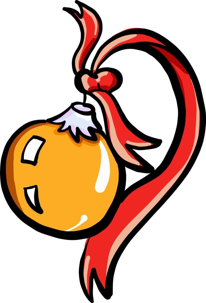 Kerstmis bal met boog, illustratie, vector Aan wit achtergrond.