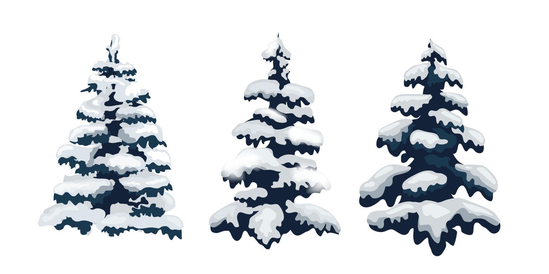 sneeuw bomen reeks Aan geïsoleerd achtergrond. Kerstmis boom. vector. sneeuw boom. winter vector set.