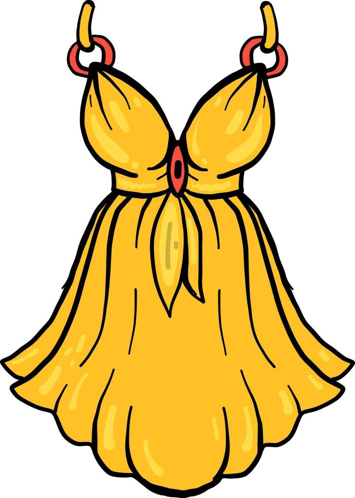 geel nacht jurk, illustratie, vector Aan wit achtergrond.