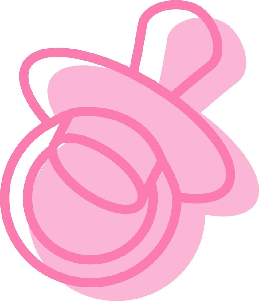 roze baby binky, illustratie, vector Aan een wit achtergrond.