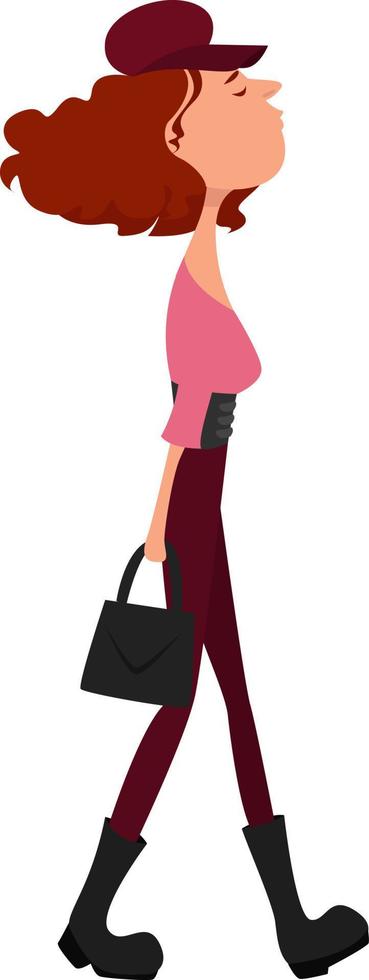 meisje in een roze blouse, illustratie, vector Aan een wit achtergrond.