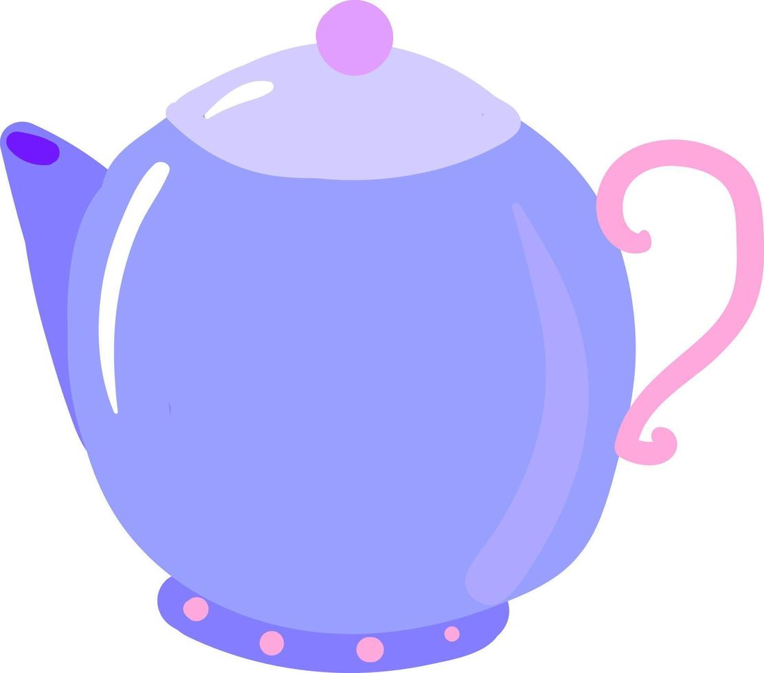 Purper theepot, illustratie, vector Aan wit achtergrond.