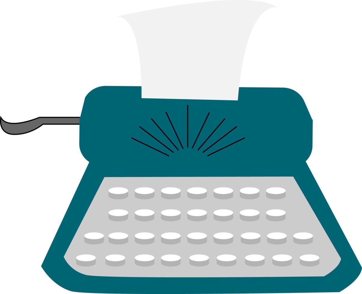 schrijfmachine machine, illustratie, vector Aan wit achtergrond.