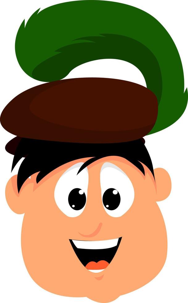 jongen met baret, illustratie, vector Aan wit achtergrond.