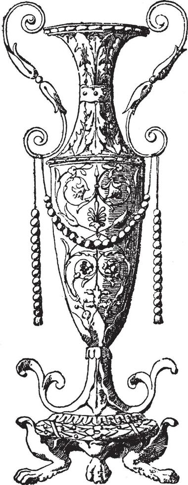 dun vaas is een pilaster van een deur in san agostino, wijnoogst gravure. vector