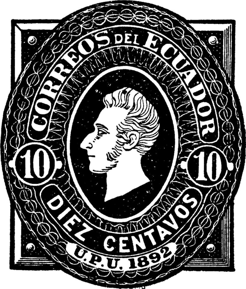 equador diez centavos envelop, 1893, wijnoogst illustratie vector