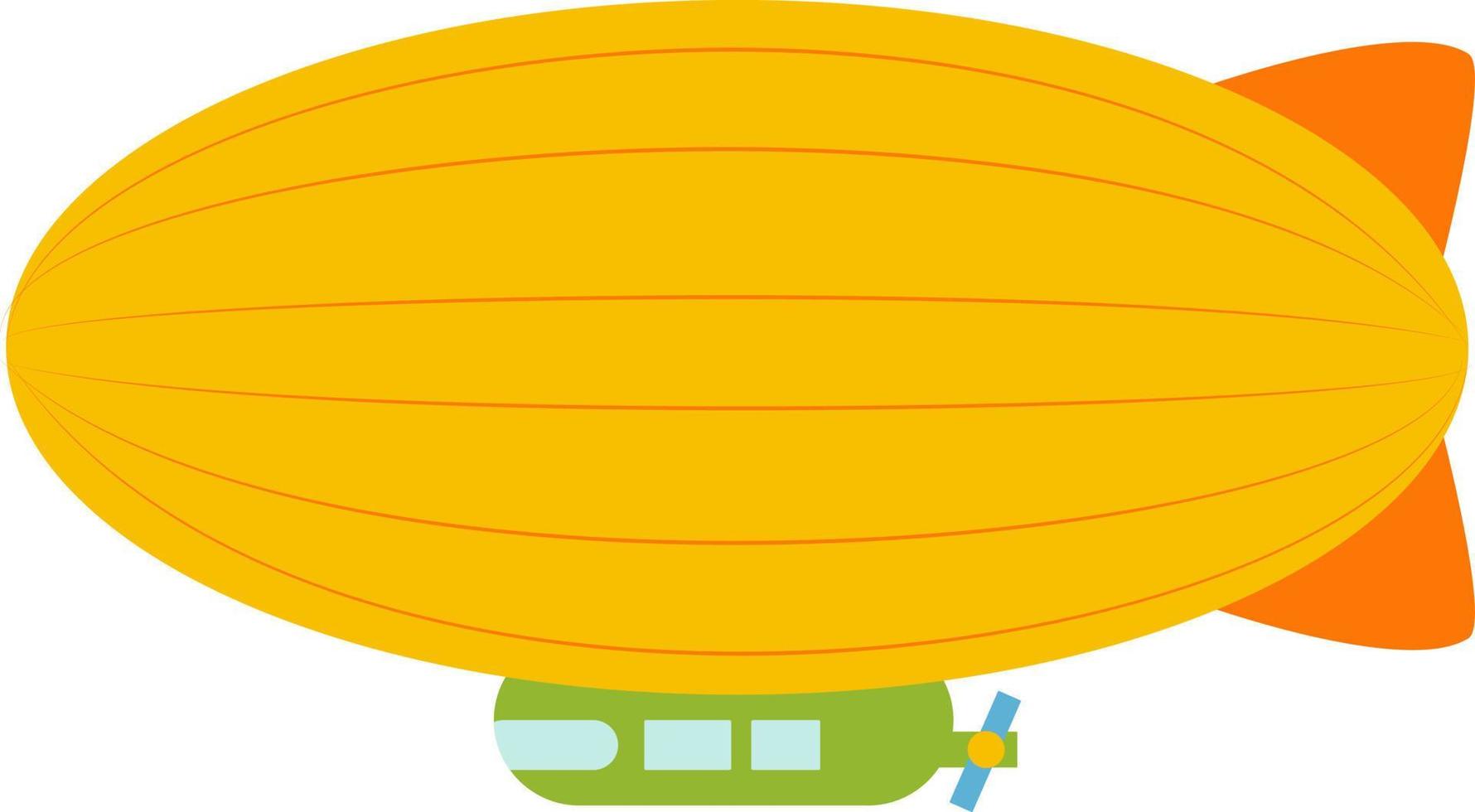 geel luchtschip, illustratie, vector Aan wit achtergrond.